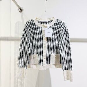 Dior Black and White Houndstooth Cardigan